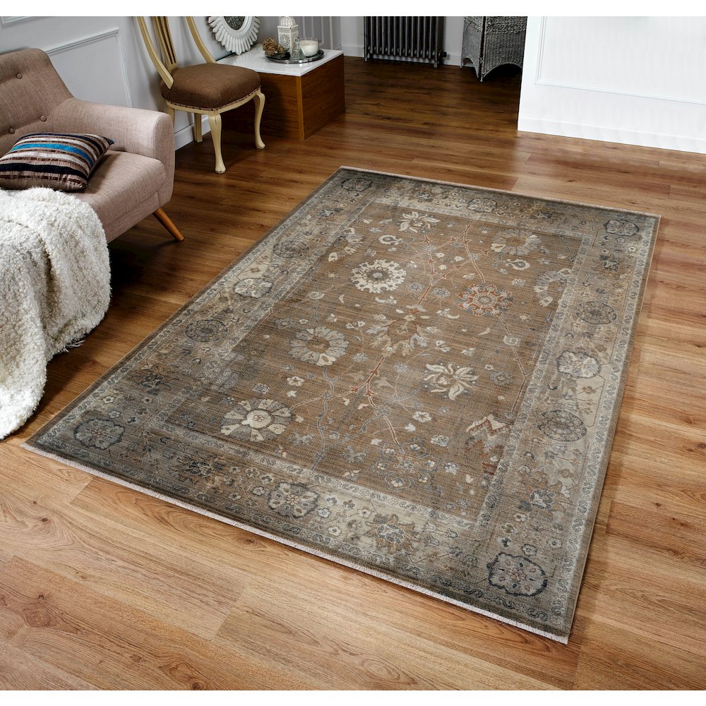 Ana 14 Distressed Vintage Area Rug – Brown. Picture 2