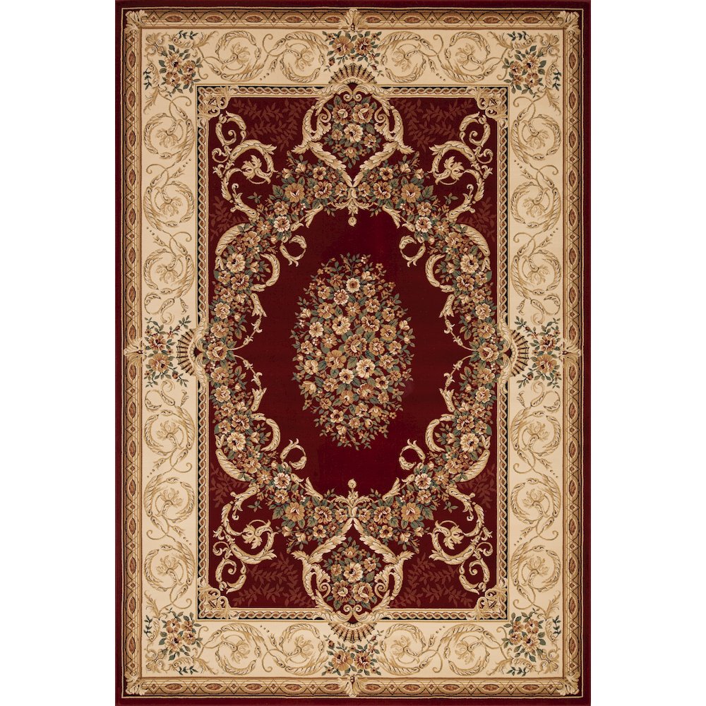 Aubusson 01 Traditional Medallion Area Rug –Burgundy/ Beige. Picture 1