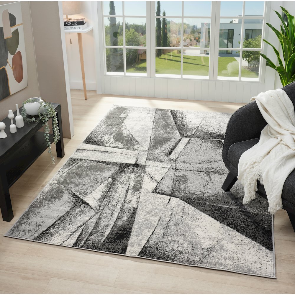 Atlas 10 Geometric Abstract Gray Area Rug. Picture 2