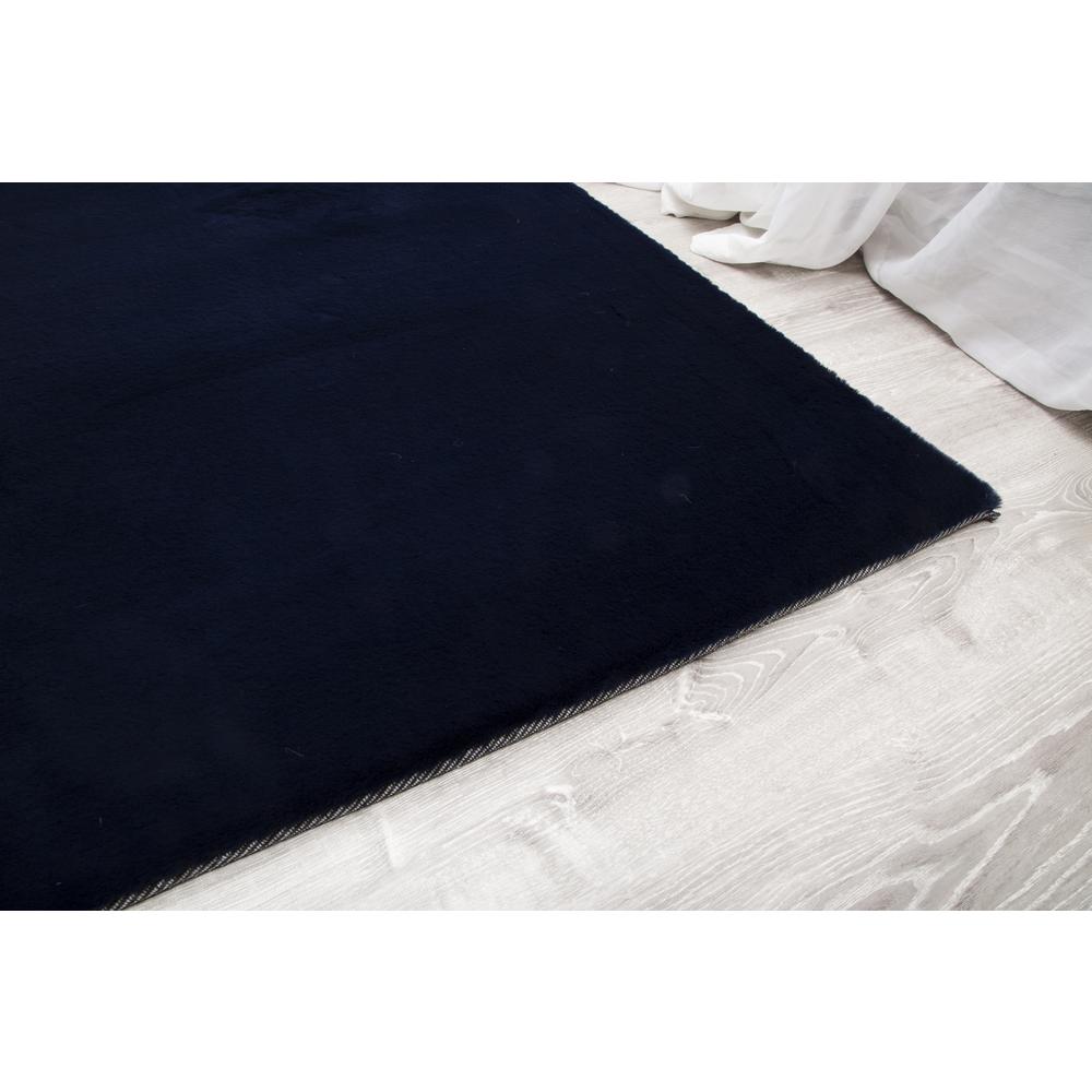 FAUX RABBIT FUR NAVY RB13  2'4" X 7'6". Picture 13