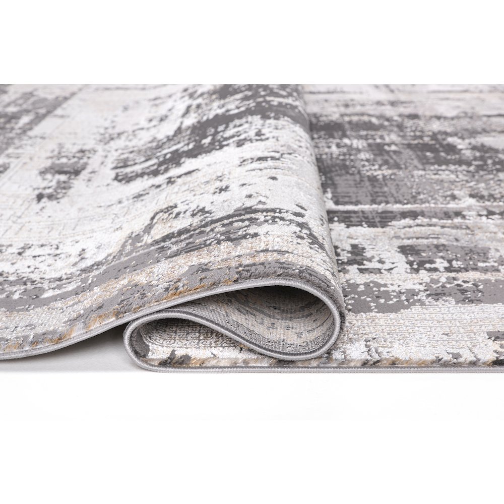 Bowman 05 Framed Abstract Area Rug - Gray, Ivory & Beige. Picture 3