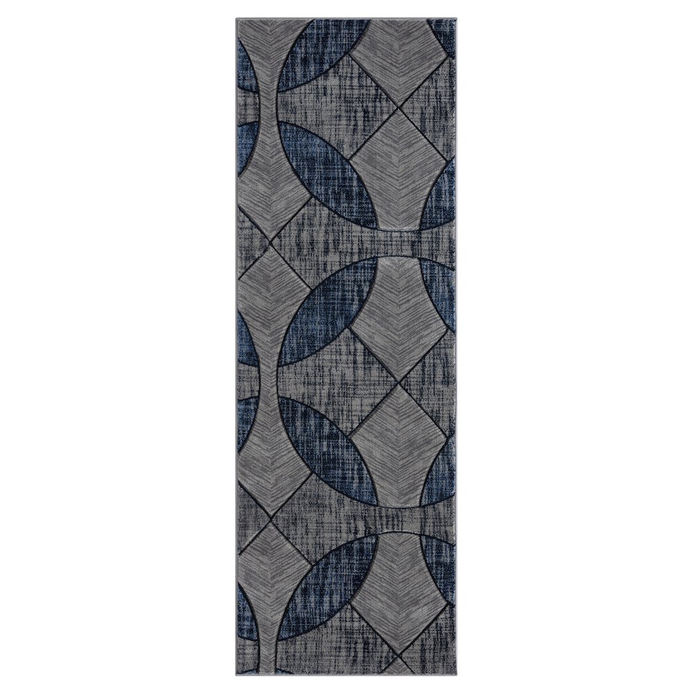 Alexia 08 Modern Geometric Area Rug – Blue & Gray. Picture 1