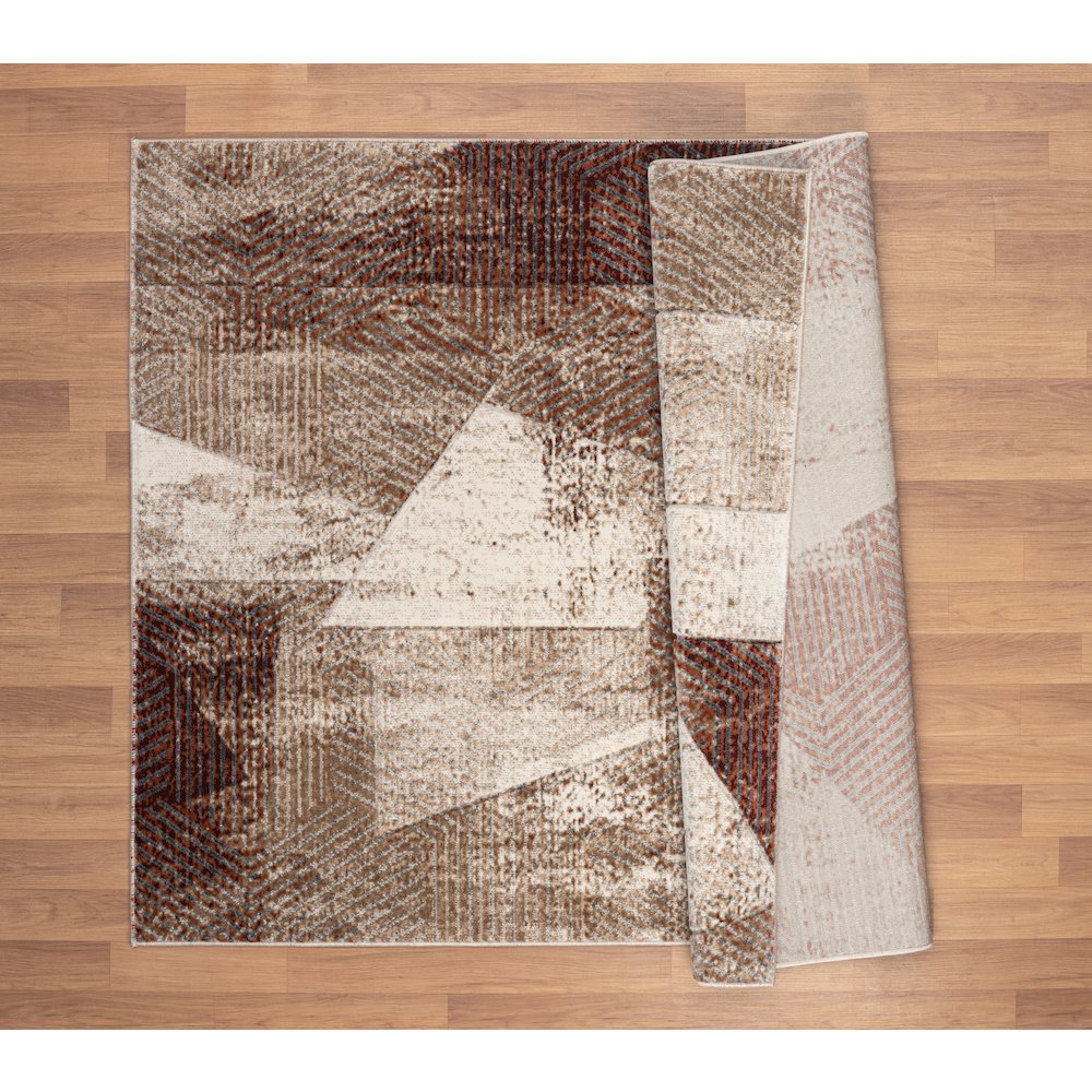 Alexia 05 Abstract Area Rug – Rust, Beige & Cream. Picture 4