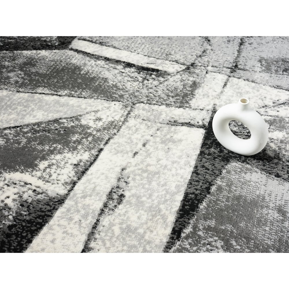 Atlas 10 Geometric Abstract Gray Area Rug. Picture 6