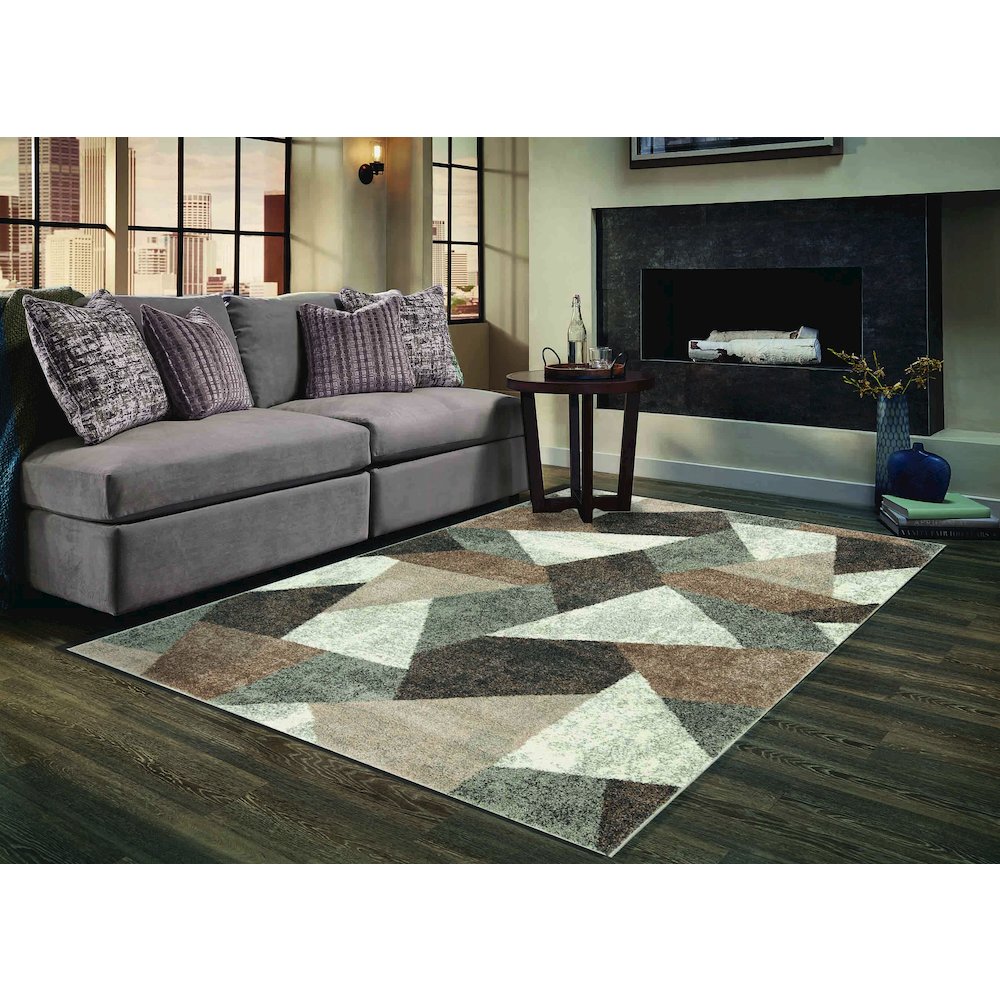 Bora 02 Abstract Mosaic Area Rug - Brown, Gray & Ivory. Picture 2