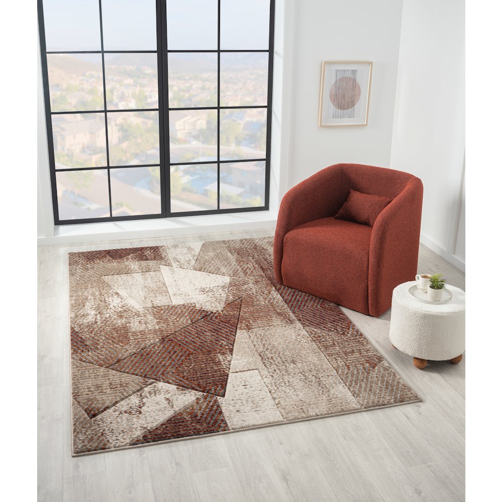Alexia 05 Abstract Area Rug – Rust, Beige & Cream. Picture 2