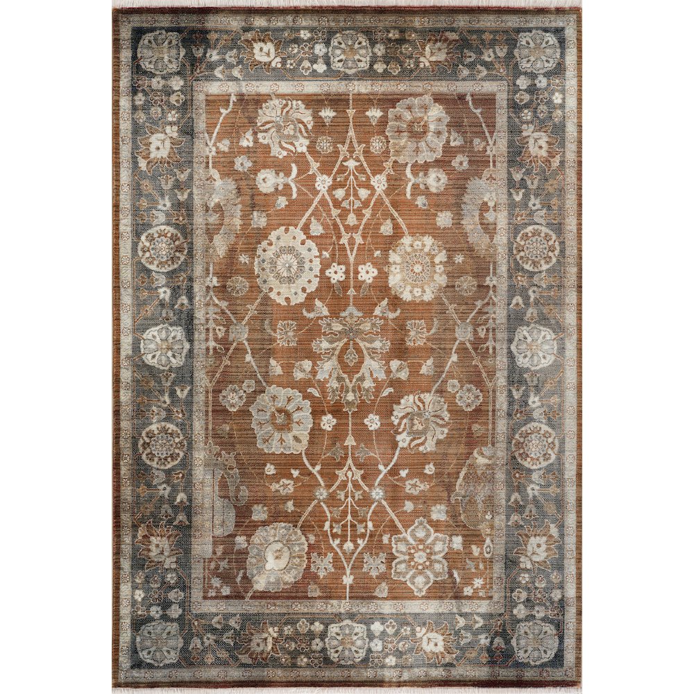 Ana 13 Traditional Floral Area Rug – Brown / Rust. Picture 1