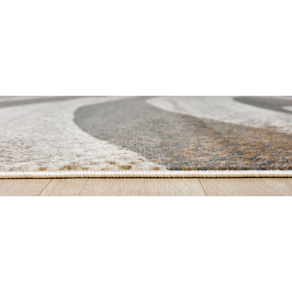 Atlas 02 Abstract Wave Beige & Gray Area Rug. Picture 4