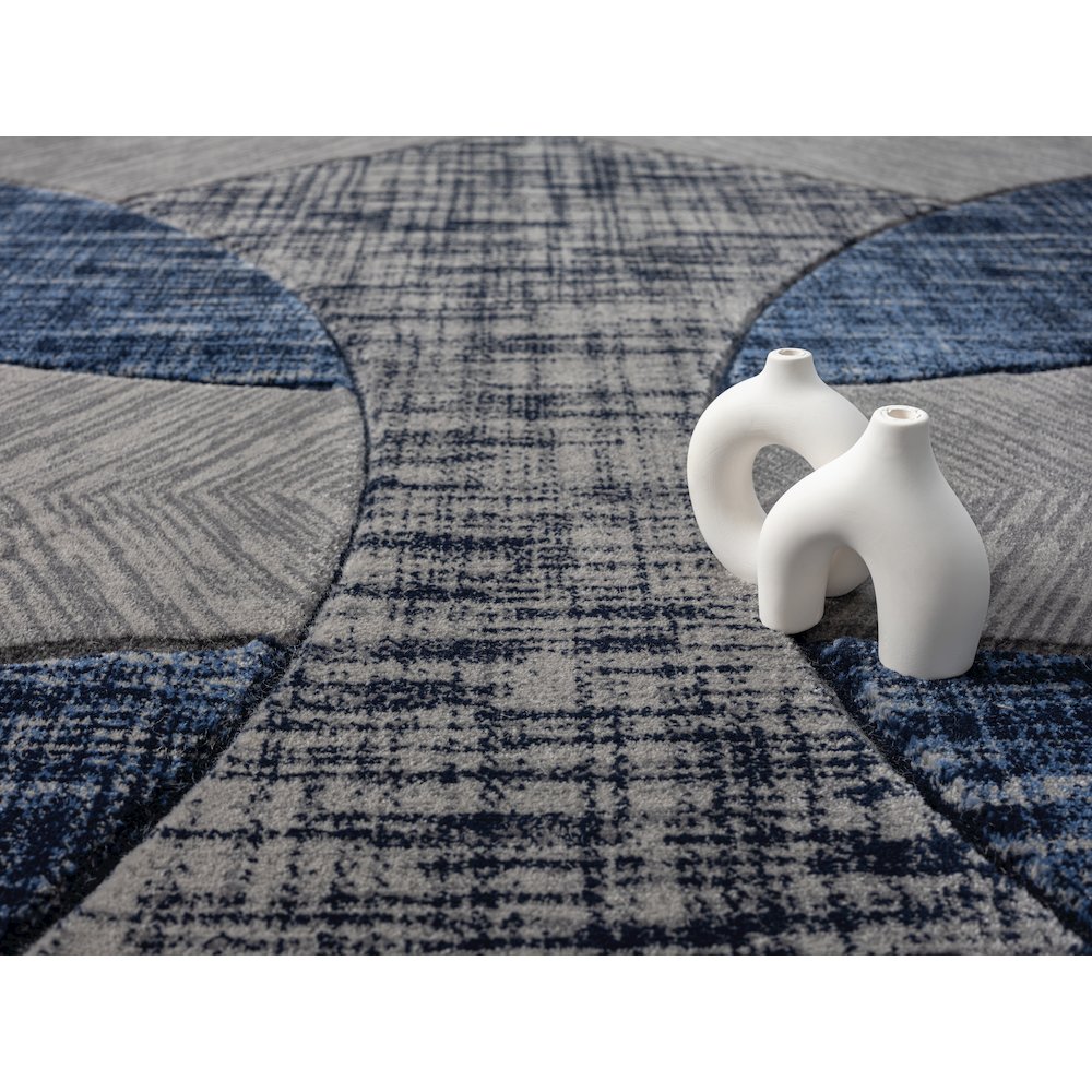 Alexia 08 Modern Geometric Area Rug – Blue & Gray. Picture 5