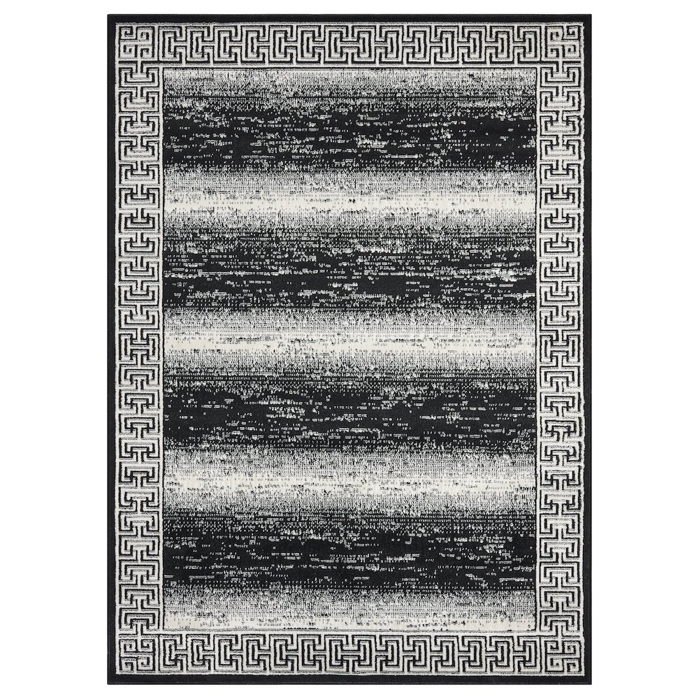 Atlas 07 Greek Key Border Charcoal & Ivory Area Rug. Picture 1