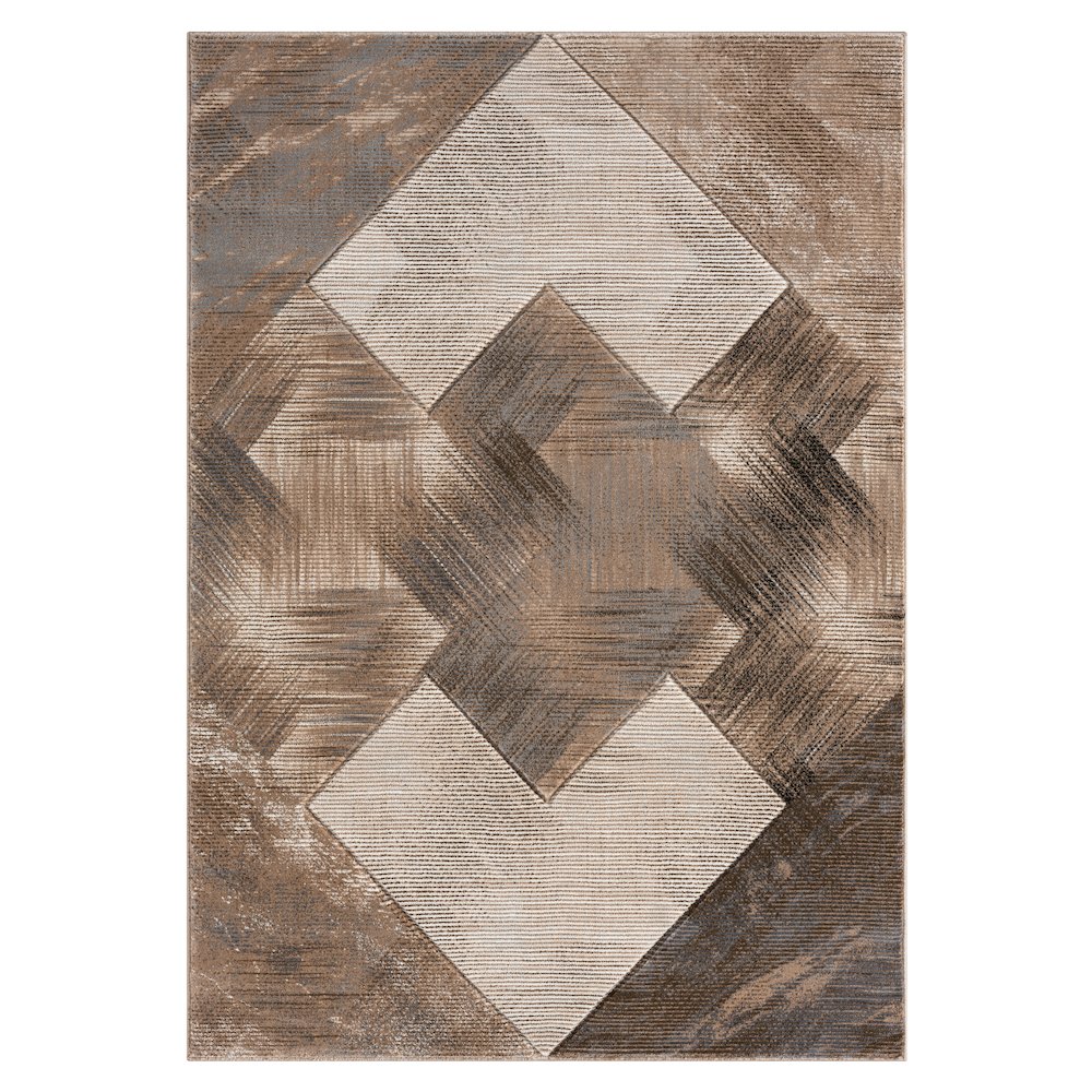 Alexia 04 Geometric Area Rug – Brown, Taupe & Cream. Picture 1