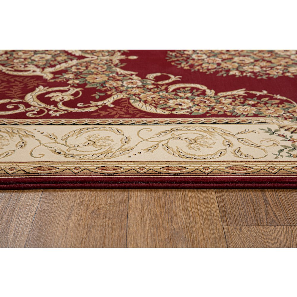 Aubusson 01 Traditional Medallion Area Rug – Burgundy/ Beige. Picture 4