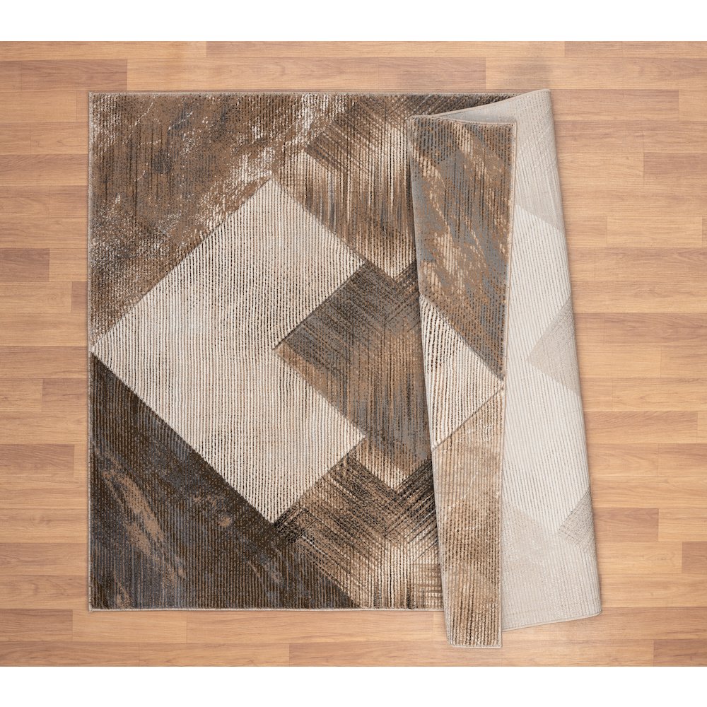 Alexia 04 Geometric Area Rug – Brown, Taupe & Cream. Picture 4