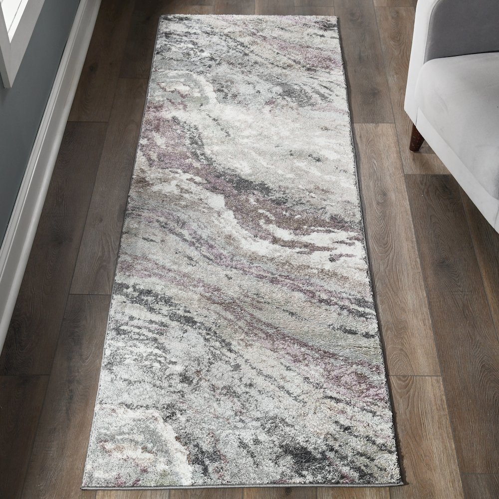 Artemis 01 Abstract Marble Runner Rug – Gray / Blush. Picture 2
