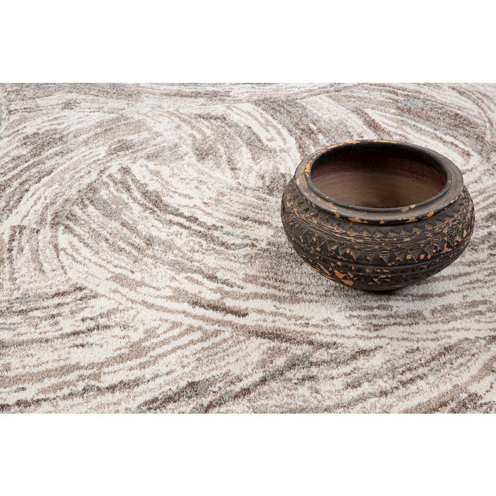 Artemis 02 Abstract Swirl Area Rug – Ivory / Taupe. Picture 4