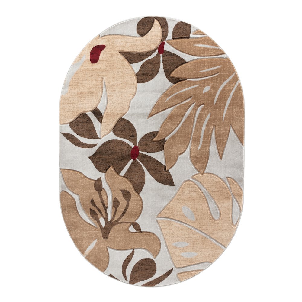 GLAMOR  CREAM BROWN OVAL 5' X 8', GM0658OV. Picture 1