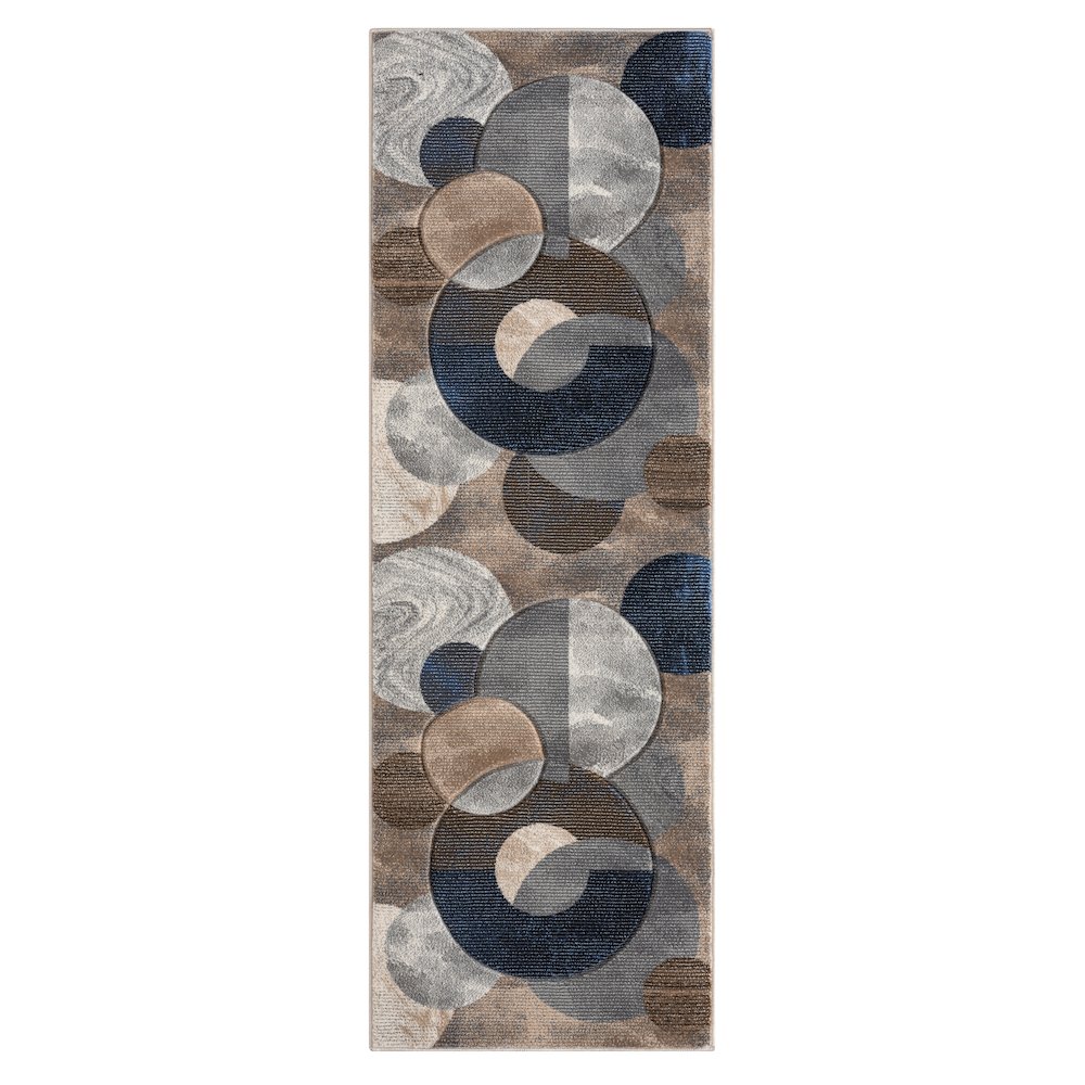 Alexia 02 Circular Abstract Area Rug – Beige, Navy & Gray. Picture 1