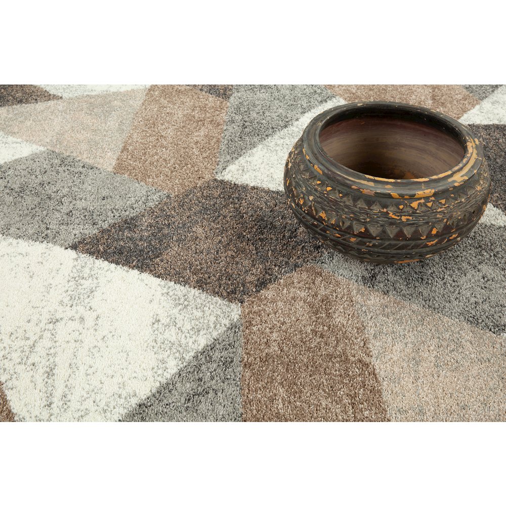 Bora 02 Abstract Mosaic Area Rug - Brown, Gray & Ivory. Picture 4