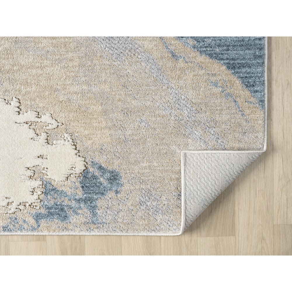 Babylon 02 Abstract Flow Area Rug - Blue & Beige. Picture 4