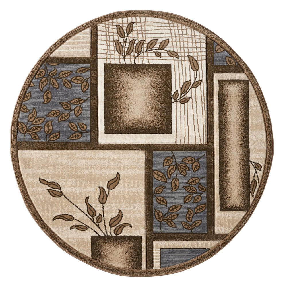 Alexia 11 Traditional Patchwork Area Rug – Blue, Brown & Beige. Picture 1
