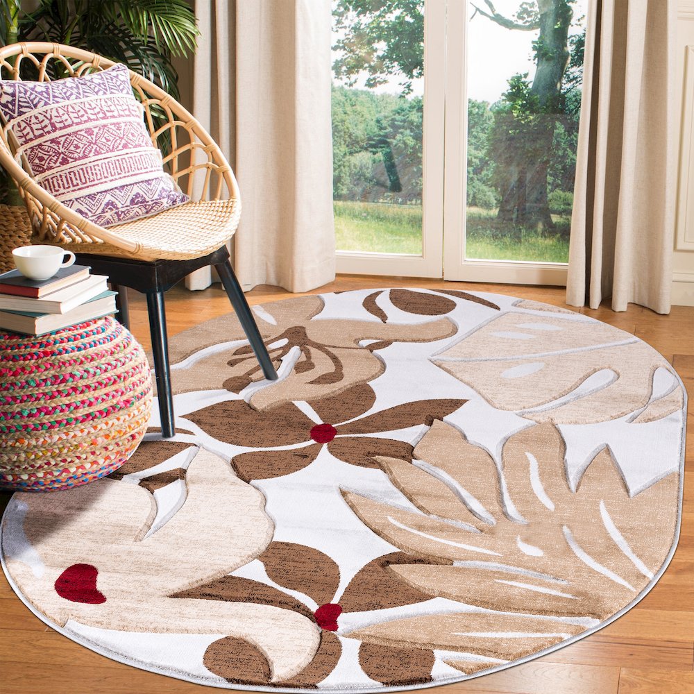 GLAMOR  CREAM BROWN OVAL 5' X 8', GM0658OV. Picture 2