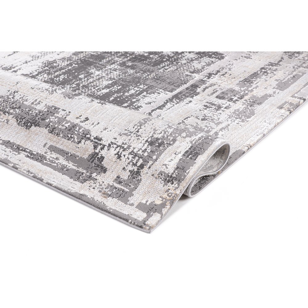 Bowman 05 Framed Abstract Area Rug - Gray, Ivory & Beige. Picture 6