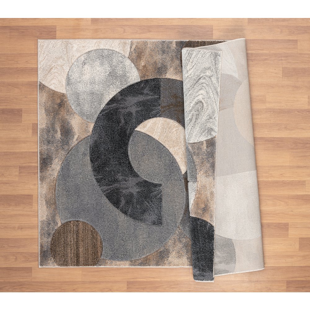 Alexia 01 Circular Abstract Area Rug – Beige, Gray & Taupe. Picture 4
