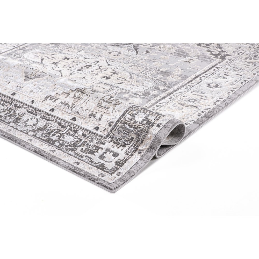 Bowman 07 Vintage Traditional Medallion Area Rug -  Gray, Ivory & Beige. Picture 4