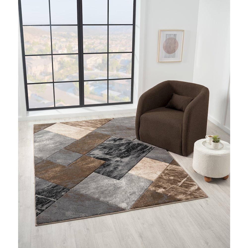 Alexia Geometric Area Rug – Brown, Gray & Charcoal. Picture 2