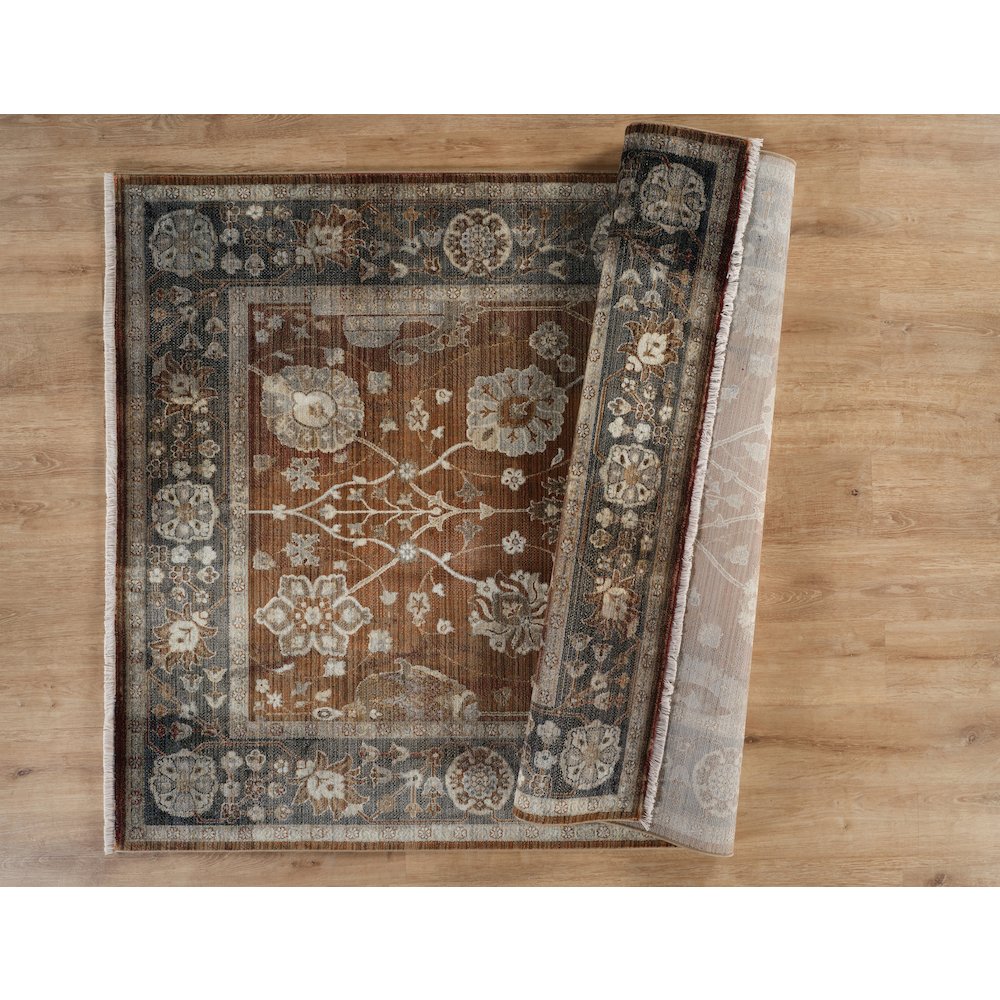 Ana 13 Traditional Floral Area Rug – Brown / Rust. Picture 3