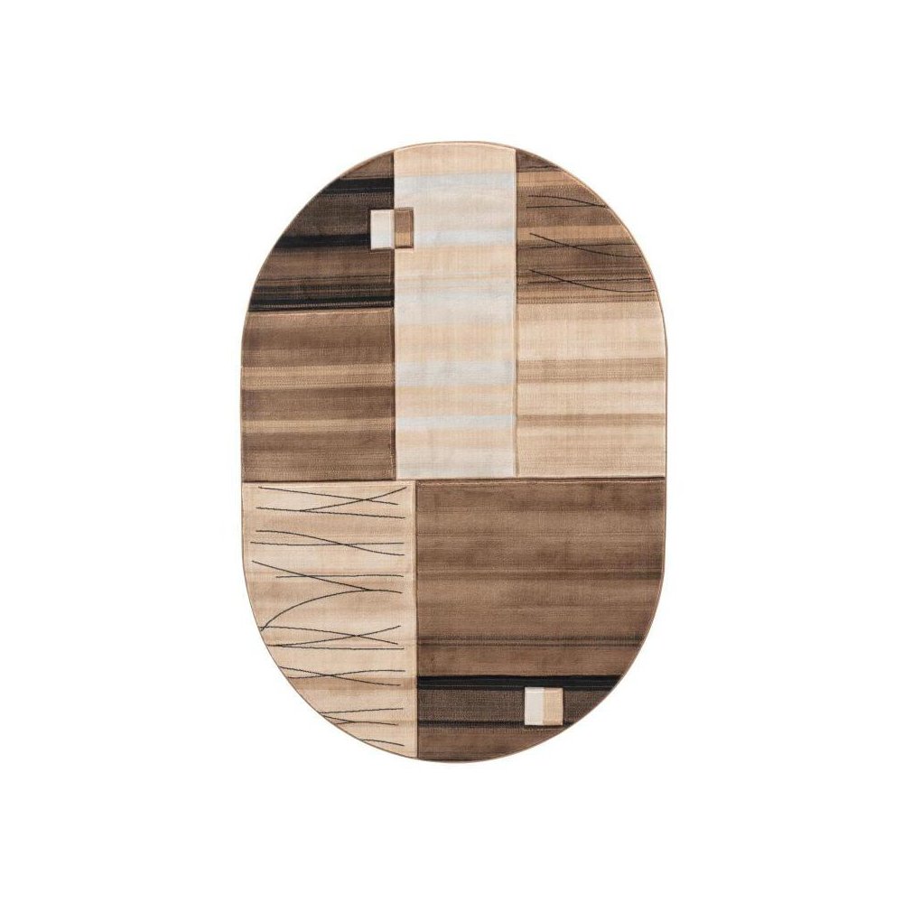 GLAMOR  CREAM BROWN OVAL 5' X 8', GM0358OV. Picture 1