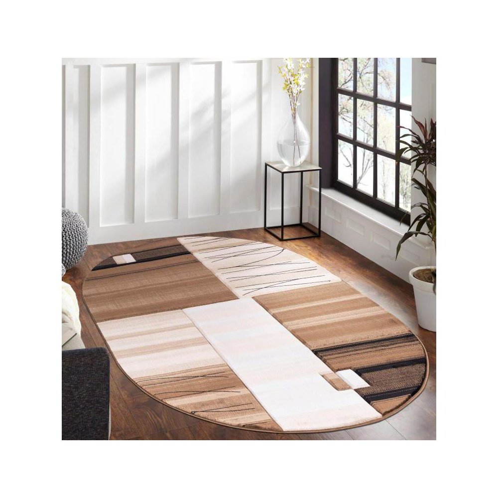 GLAMOR  CREAM BROWN OVAL 5' X 8', GM0358OV. Picture 2