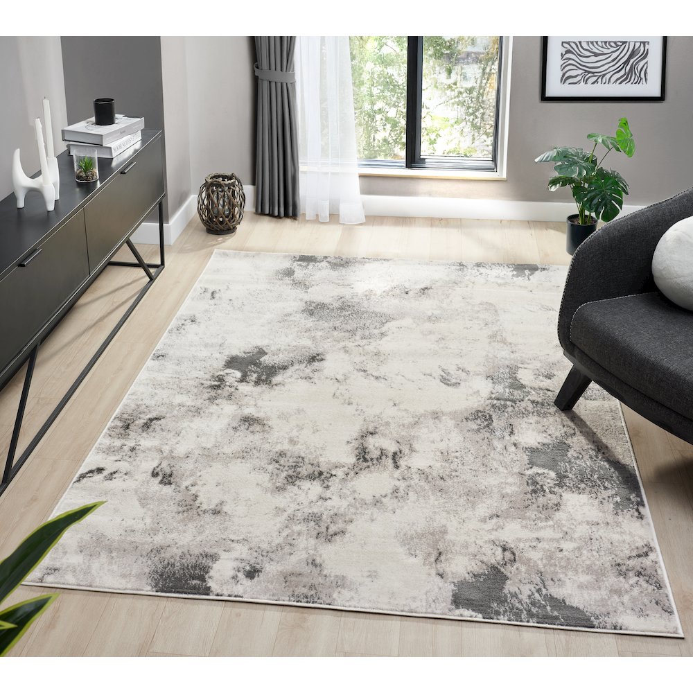 Atlas 04 Distressed Ivory & Stone Gray Area Rug. Picture 2