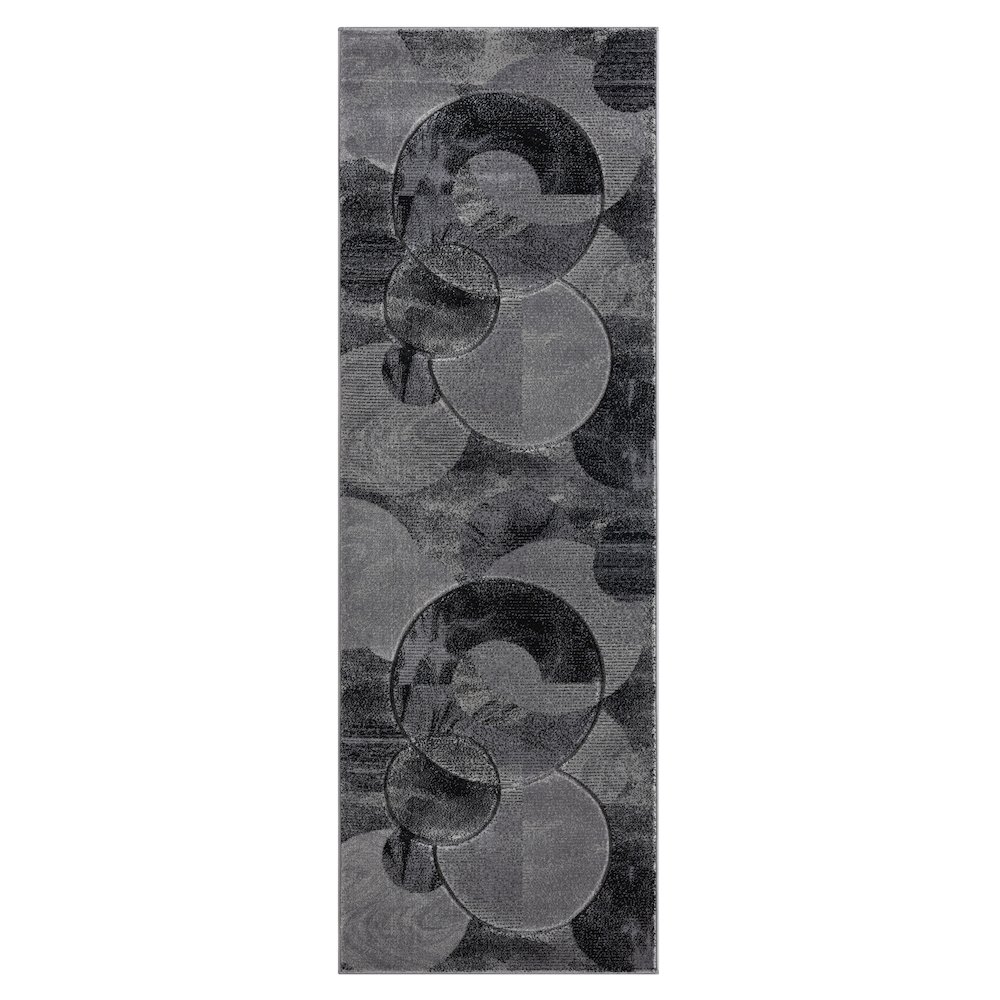 Alexia 03 Circular Abstract Area Rug – Charcoal & Gray. Picture 1