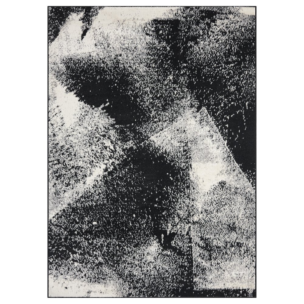 Atlas 08 Abstract Ink Black & Ivory Area Rug. Picture 1