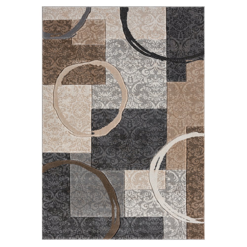 Alexia 06 Modern Abstract Area Rug – Beige, Brown & Gray. Picture 1