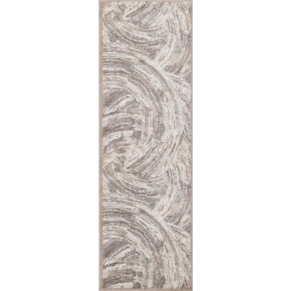 Artemis 02 Abstract Swirl Runner Rug – Ivory / Taupe. Picture 1