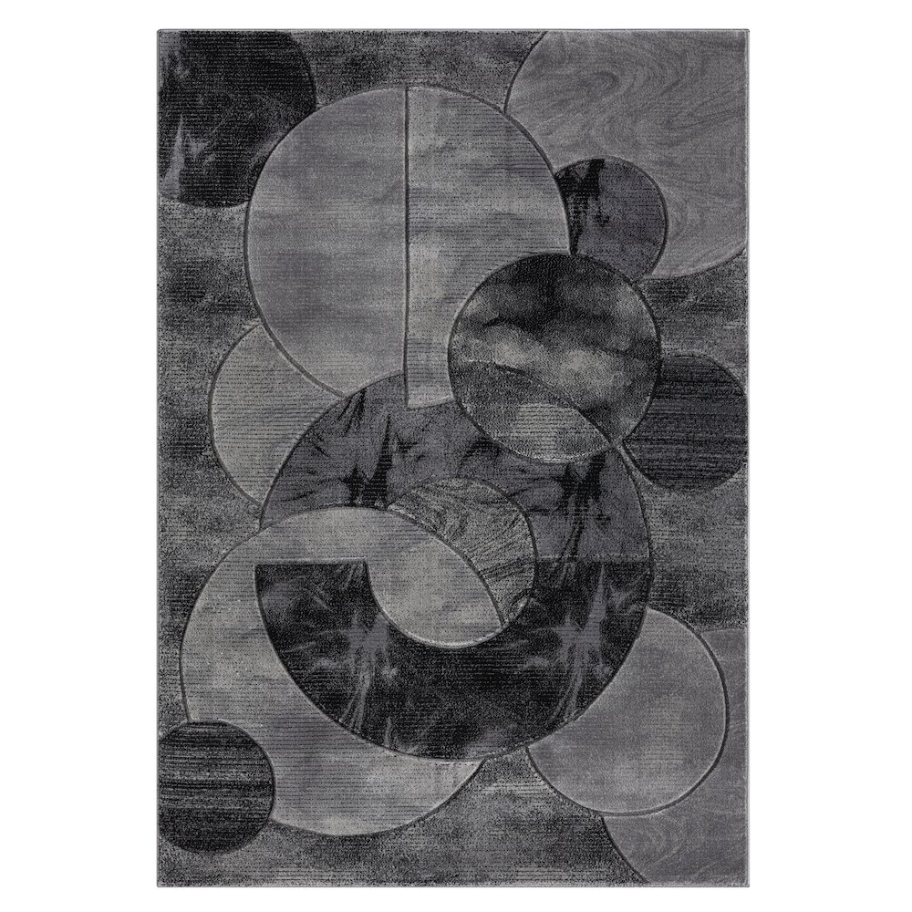 Alexia 03 Circular Abstract Area Rug – Charcoal & Gray. Picture 1