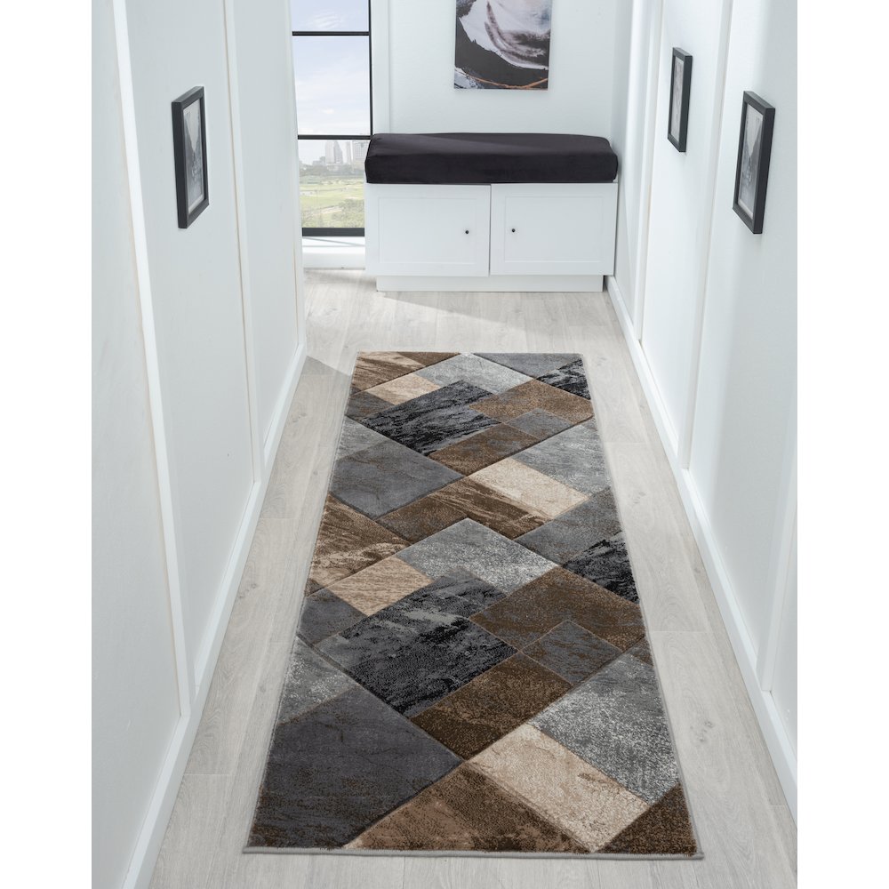 Alexia Geometric Area Rug – Brown, Gray & Charcoal. Picture 2