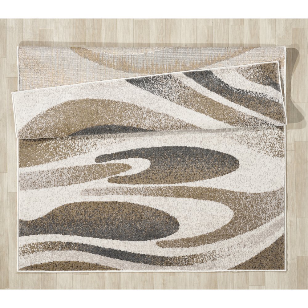 Atlas 02 Abstract Wave Beige & Gray Area Rug. Picture 5