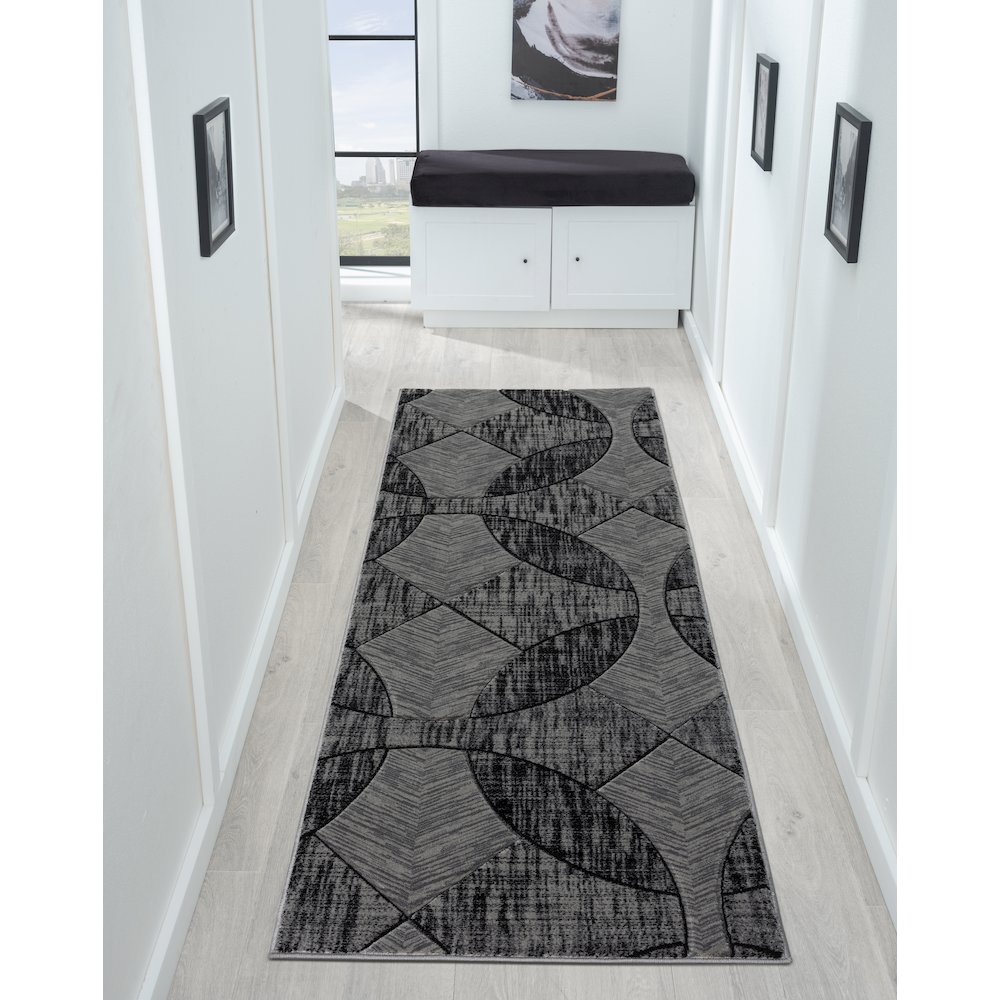 Alexia 09 Modern Geometric Area Rug – Gray & Charcoal. Picture 2