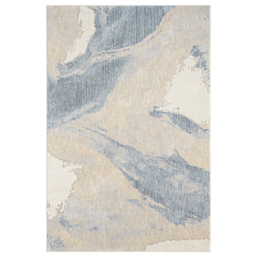 Babylon 02 Abstract Flow Area Rug - Blue & Beige. Picture 1