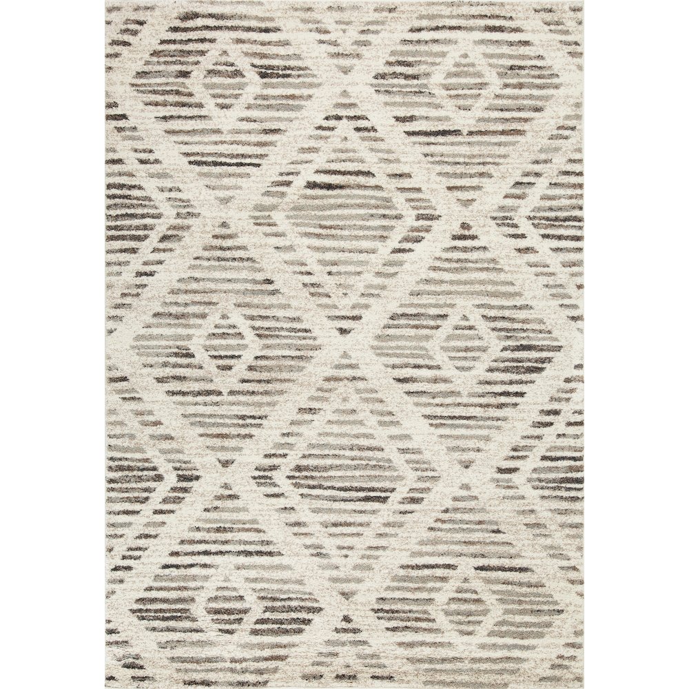 Bora 01 Geometric Diamond Area Rug - Ivory, Beige & Brown. Picture 1