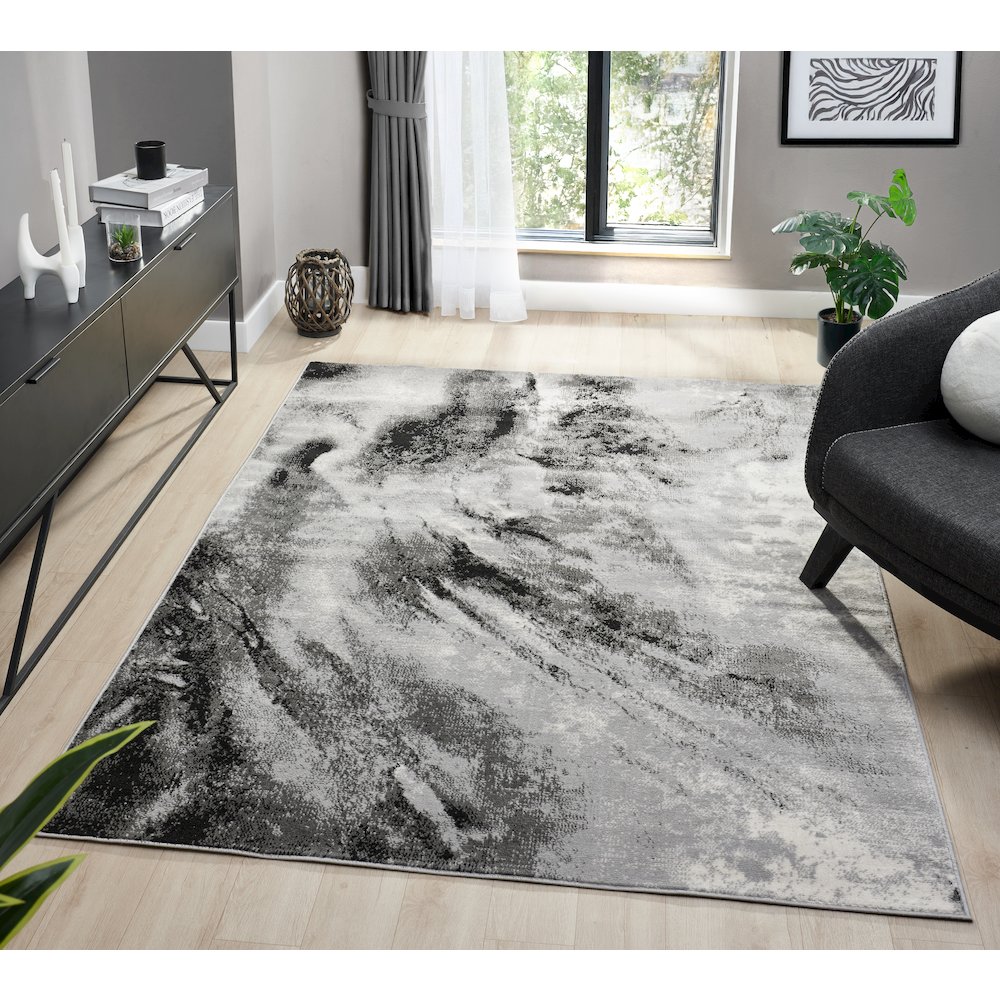 Atlas 12 Clouded Abstract Gray Area Rug. Picture 2