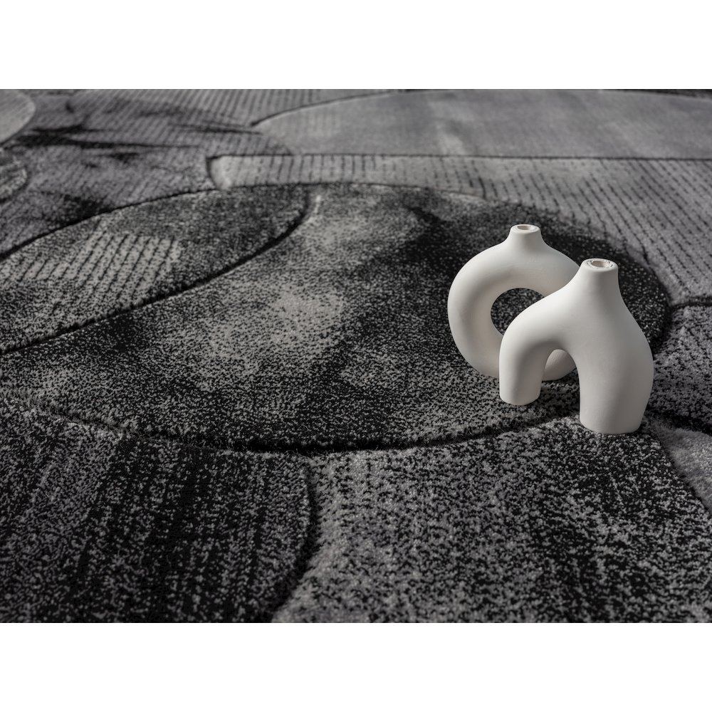 Alexia 03 Circular Abstract Area Rug – Charcoal & Gray. Picture 5