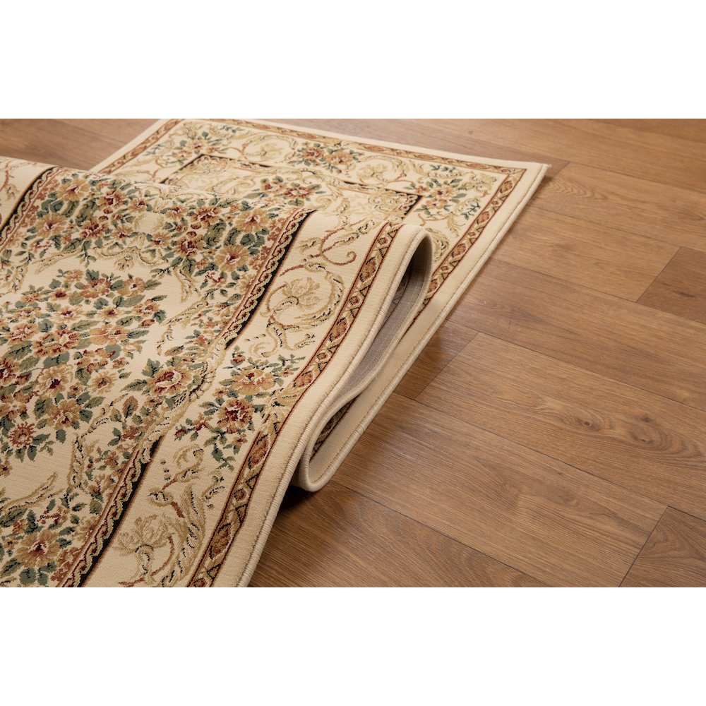 Aubusson 01 Traditional Medallion Runner Rug – Beige. Picture 3