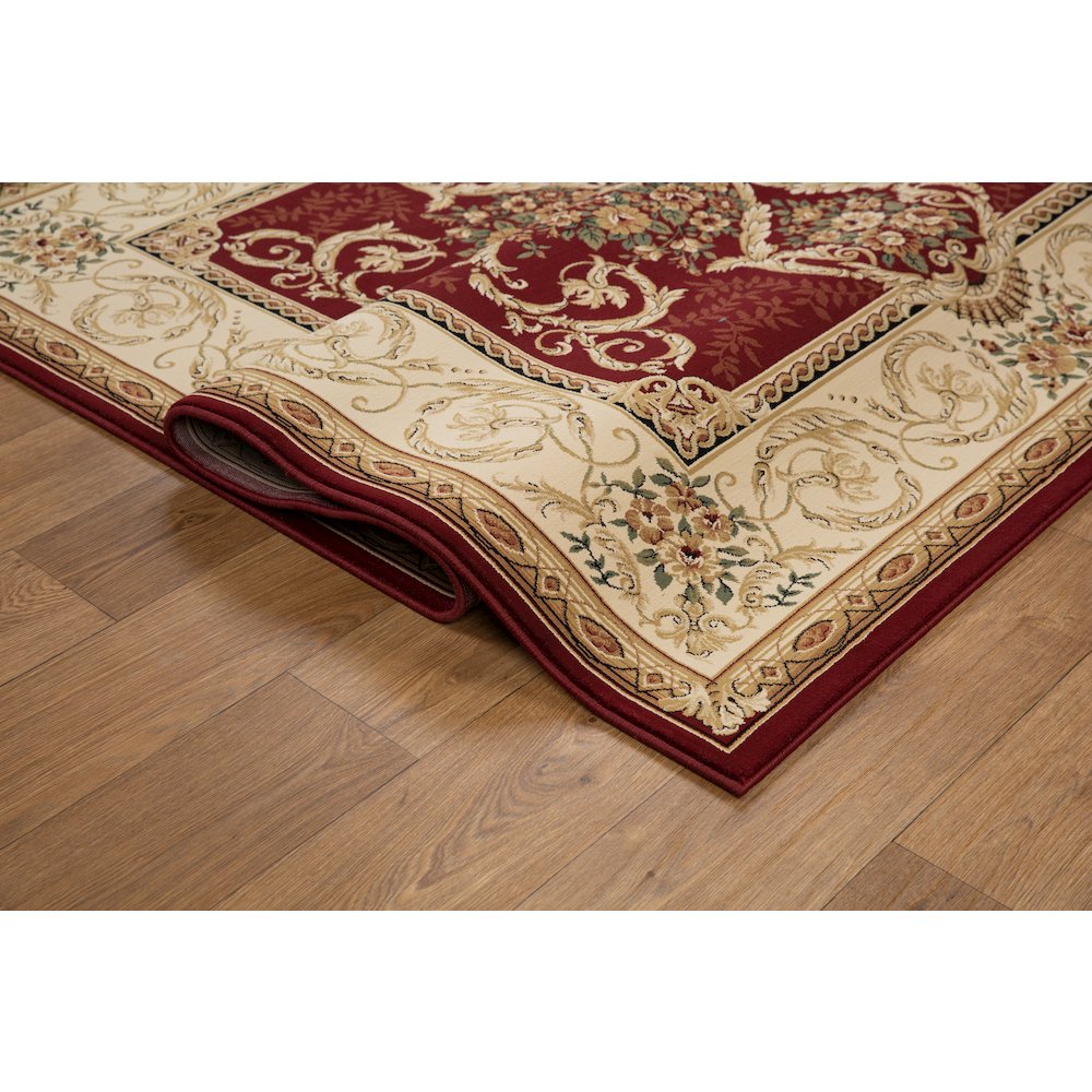 Aubusson 01 Traditional Medallion Area Rug – Burgundy/ Beige. Picture 3