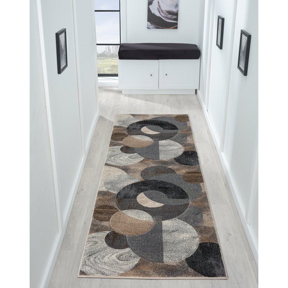 Alexia 01 Circular Abstract Area Rug – Beige, Gray & Taupe. Picture 2