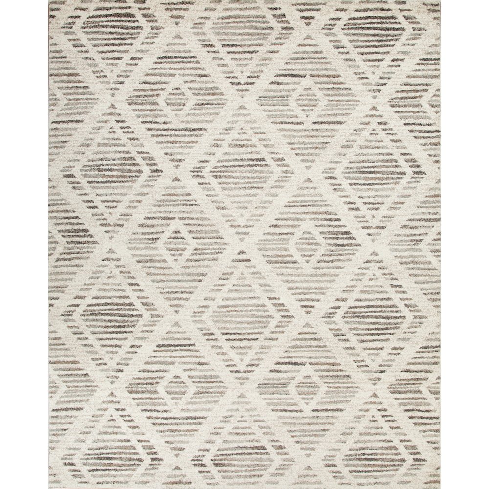 Bora 01 Geometric Diamond Area Rug - Ivory, Beige & Brown. Picture 1