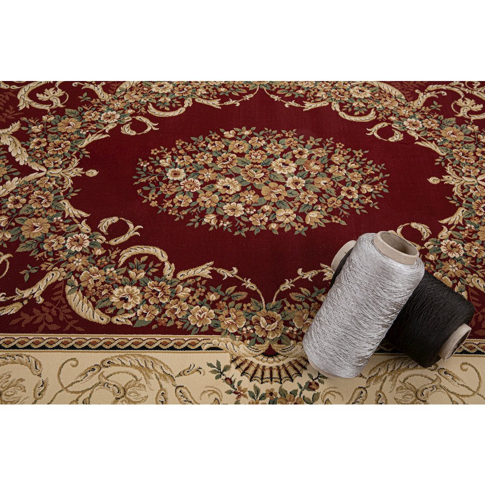 Aubusson 01 Traditional Medallion Area Rug – Burgundy/ Beige. Picture 5